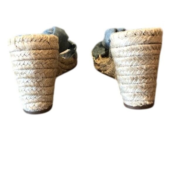 Splendid Bautista Chambray Espadrille Wedge Sandals Size 8 Denim Knot Detail - Picture 4 of 6